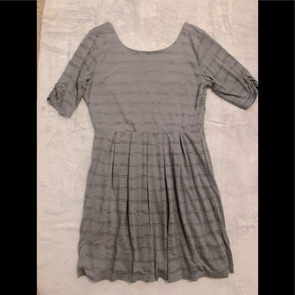 Maurices Grey Crochet Knit 3/4 sleeve midi dress XL